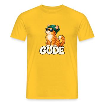 Beanie-Katzenguide mit Sonnenbrille - Männer T-Shirt - Gelb - Vorne - AI Model Male 178 dark (178cm)