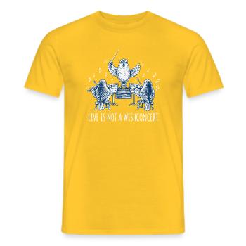 Live is not a Wishconcert, Wunschkonzert, Denglish - Männer T-Shirt - Gelb - Vorne - AI Model Male 178 dark (178cm)