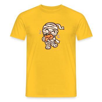 Süße Halloween Mumie mit kleinem Kürbis - Männer T-Shirt - Gelb - Vorne - AI Model Male 178 dark (178cm)