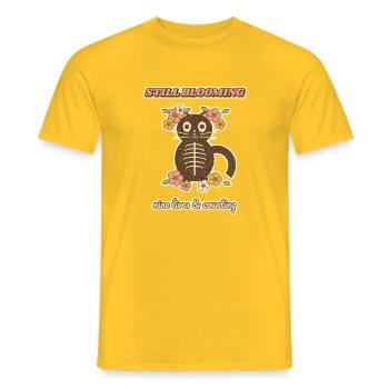 Noch blühende blühende Skelettkatze - Männer T-Shirt - Gelb - Vorne - AI Model Male 178 dark (178cm)
