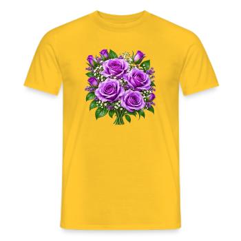 Lavendelrosen-Straußdruck - Männer T-Shirt - Gelb - Vorne - AI Model Male 178 dark (178cm)
