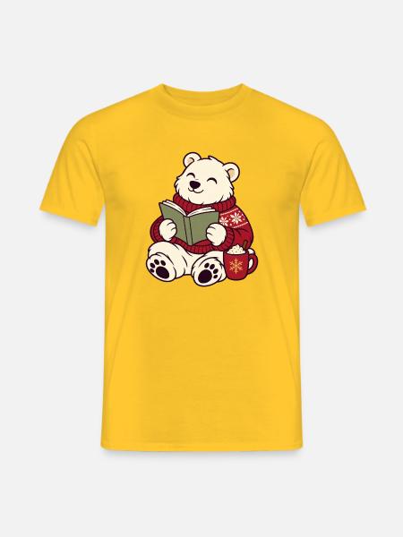 Winterleser Bärchen im Pullover - Männer T-Shirt - Gelb