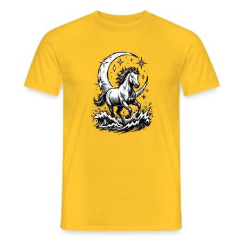 Himmlisches Pferd Halbmond-Comic-Halbton - Männer T-Shirt - Gelb - Vorne - AI Model Male 178 dark (178cm)