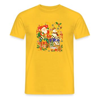 Festliche Weihnachtsszene mit Geschenken - Männer T-Shirt - Gelb - Vorne - AI Model Male 178 dark (178cm)