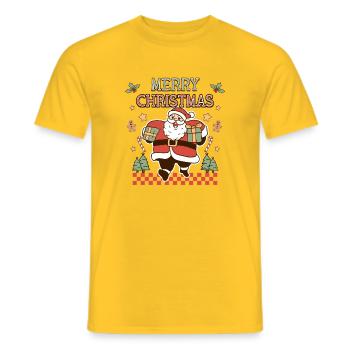 Merry Christmas Weihnachtsmann Retro Geschenk - Männer T-Shirt - Gelb - Vorne - AI Model Male 178 dark (178cm)