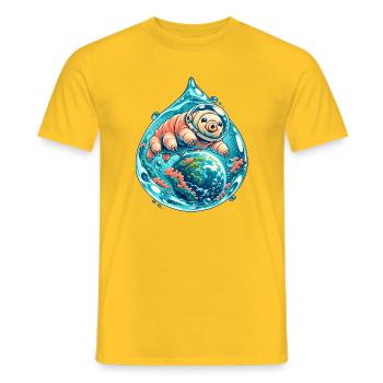 Kleine Tardigrade Kosmische Reise - Männer T-Shirt - Gelb - Vorne - AI Model Male 178 dark (178cm)