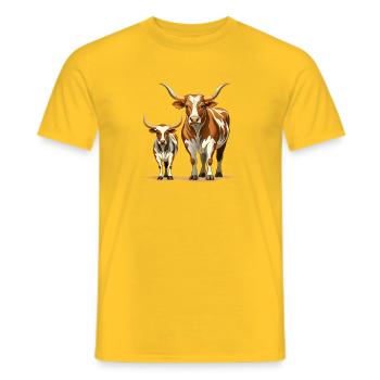 Longhorn-Kuh-und-Kalb-Paar - Männer T-Shirt - Gelb - Vorne - AI Model Male 178 dark (178cm)