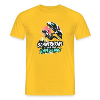 Bouldern Schwerkraft ist nur eine Empfehlung - Männer T-Shirt - Gelb - Vorne - AI Model Male 178 dark (178cm)