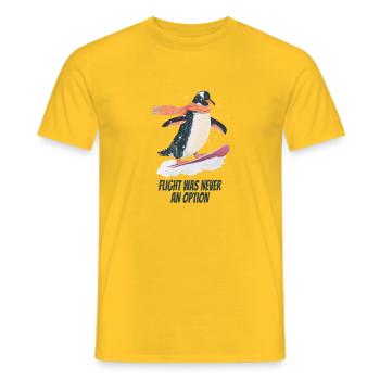 flight was never an option- Lustiger Pinguin - Männer T-Shirt - Gelb - Vorne - AI Model Male 178 dark (178cm)