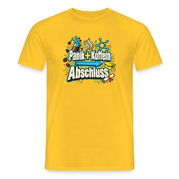 Abi Abschluss Prüfungsstress Koffein Nerd Humor - Männer T-Shirt - Gelb - Vorne - AI Model Male 178 dark (178cm)