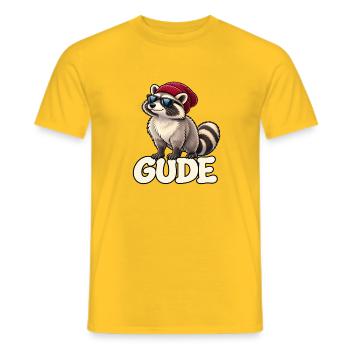 Raccoon Gude mit Sonnenbrille - Männer T-Shirt - Gelb - Vorne - AI Model Male 178 dark (178cm)