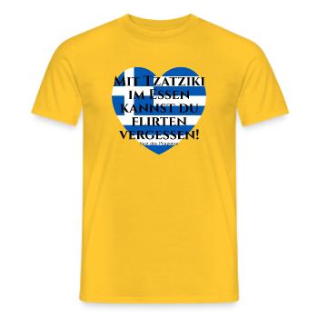 MIT TZATZIKI KANNST DU FLIRTEN VERGESSEN PITAGORAS - Männer T-Shirt - Gelb - Vorne - AI Model Male 178 dark (178cm)