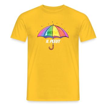 Il Pleut – Frecher Regenschirm im Regenbogenlook - Männer T-Shirt - Gelb - Vorne - AI Model Male 178 dark (178cm)