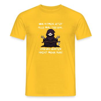 Tief Durchatmen Sensenmann Spruch Schwarzer Humor - Männer T-Shirt - Gelb - Vorne - AI Model Male 178 dark (178cm)