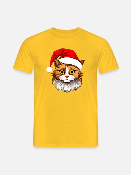 Katzen Christmas - Männer T-Shirt - Gelb