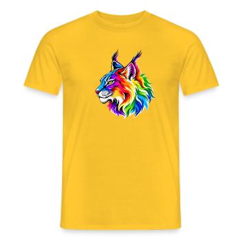 Leuchtender Regenbogen-Luchs - Männer T-Shirt - Gelb - Vorne - AI Model Male 178 dark (178cm)