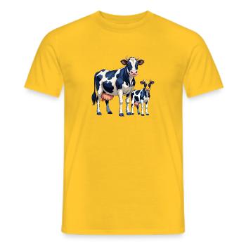 Holstein und Kälber Kuh - Männer T-Shirt - Gelb - Vorne - AI Model Male 178 dark (178cm)