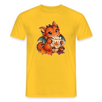 Herbstdrache mit Kakao - Männer T-Shirt - Gelb - Vorne - AI Model Male 178 dark (178cm)