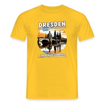 SACHSEN DRESDEN - Männer T-Shirt - Gelb - Vorne - AI Model Male 178 dark (178cm)
