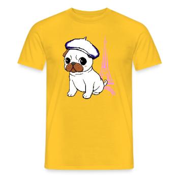 Paris Mops - Männer T-Shirt - Gelb - Vorne - AI Model Male 178 dark (178cm)