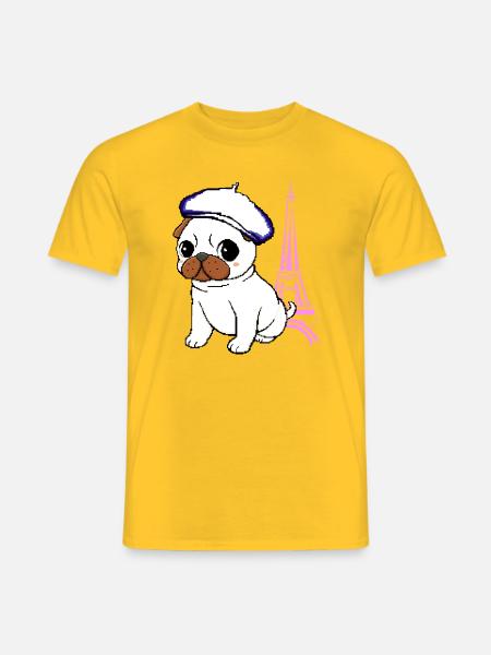 Paris Mops - Männer T-Shirt - Gelb