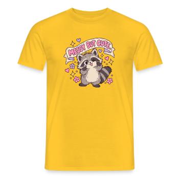 Messy But Cute Kawaii-Waschbär - Männer T-Shirt - Gelb - Vorne - AI Model Male 178 dark (178cm)