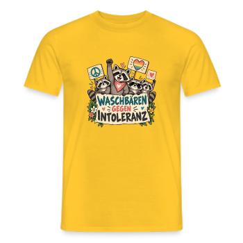 WASCHBÄREN GEGEN INTOLERANZ - Männer T-Shirt - Gelb - Vorne - AI Model Male 178 dark (178cm)