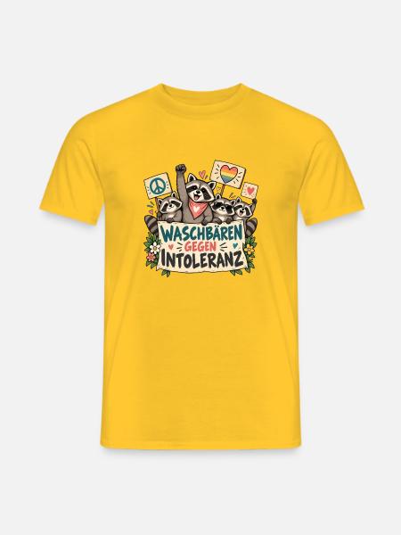 WASCHBÄREN GEGEN INTOLERANZ - Männer T-Shirt - Gelb