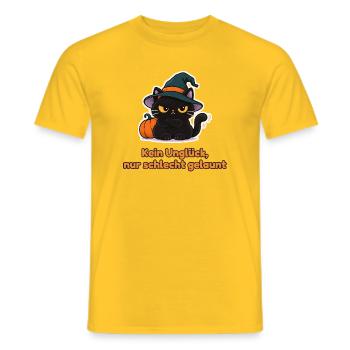 Kein Unglück, nur schlecht gelaunt – Katze - Männer T-Shirt - Gelb - Vorne - AI Model Male 178 dark (178cm)
