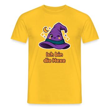 Ich bin die Hexe – Partnershirt mit Hexenhut - Männer T-Shirt - Gelb - Vorne - AI Model Male 178 dark (178cm)