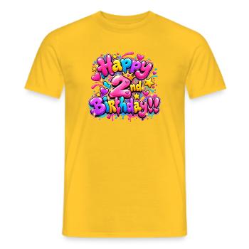Herzlichen Glückwunsch zum zweiten Geburtstag Graffiti: Pink Sparkle Party! - Männer T-Shirt - Gelb - Vorne - AI Model Male 178 dark (178cm)