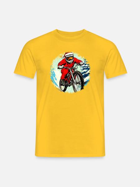 MTB Biker Weihnachten / Santa Mountainbiker - Männer T-Shirt - Gelb