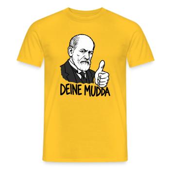 Sigmund Freud – Deine Mudda - Männer T-Shirt - Gelb - Vorne - AI Model Male 178 dark (178cm)