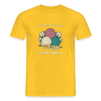 Häkeln Weniger Grübeln Mehr Häkeln - Männer T-Shirt - Gelb - Vorne - AI Model Male 178 dark (178cm)