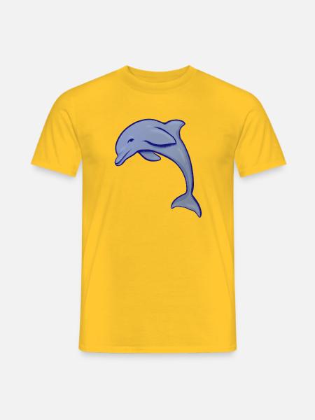 Blue Dolphin Silhouette Wave Emblem - Männer T-Shirt - Gelb