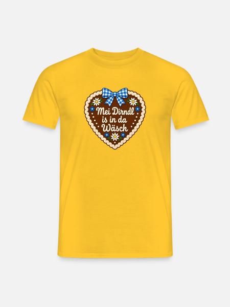 Dirndl in der Wäsch – Lebkuchenherz - Männer T-Shirt - Gelb