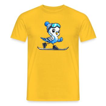 Wellensittich Skifahrer im Cartoon Stil - Männer T-Shirt - Gelb - Vorne - AI Model Male 178 dark (178cm)