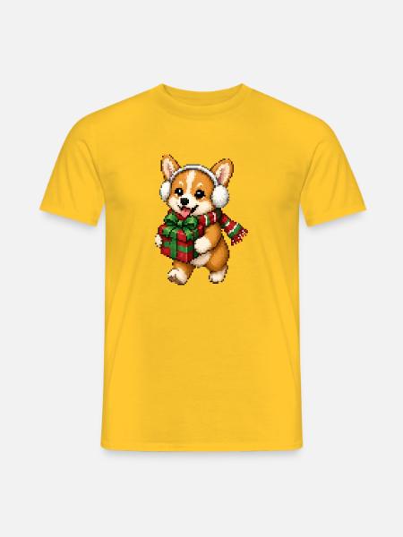 Corgi Weihnachtsgeschenk-Pixelkunst - Männer T-Shirt - Gelb