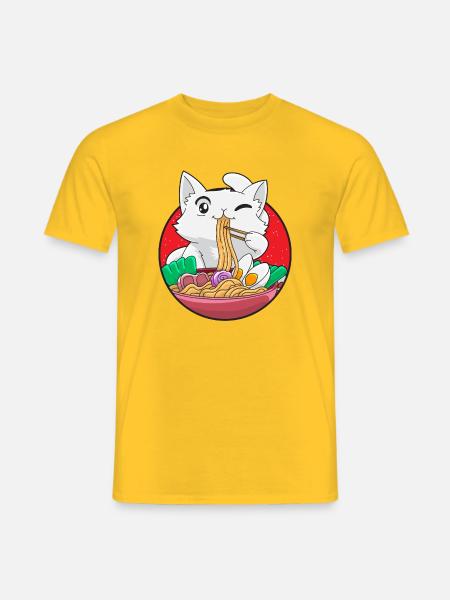 Ramen Katze - Männer T-Shirt - Gelb