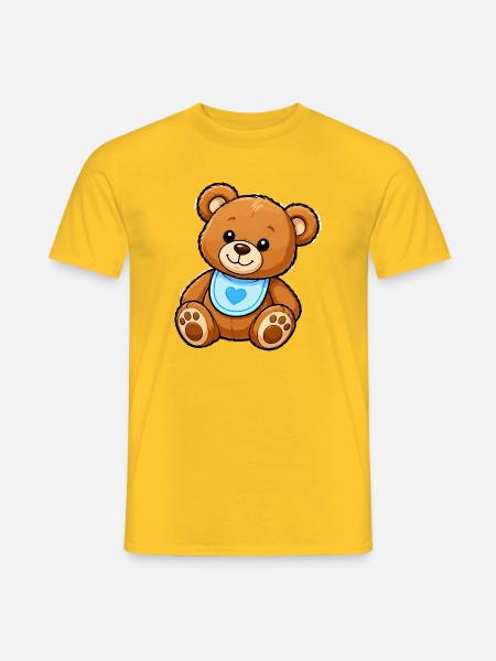 Herzblatt Teddy Plüschmotiv - Männer T-Shirt - Gelb