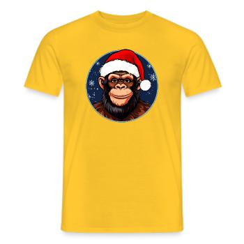 Affen Weihnachten / X-Mas Schimpanse - Männer T-Shirt - Gelb - Vorne - AI Model Male 178 dark (178cm)