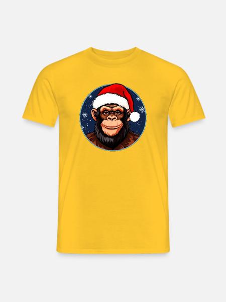 Affen Weihnachten / X-Mas Schimpanse - Männer T-Shirt - Gelb