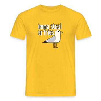 Möwe auf Pommesmission - Männer T-Shirt - Gelb - Vorne - AI Model Male 178 dark (178cm)