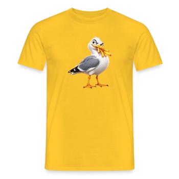 Freche Möwe stiehlt Chips – lustiger Meeresvogel - Männer T-Shirt - Gelb - Vorne - AI Model Male 178 dark (178cm)
