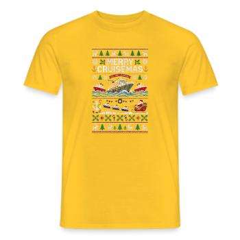 Fröhliche Kreuzfahrten! Lustiger Weihnachtspullove - Männer T-Shirt - Gelb - Vorne - AI Model Male 178 dark (178cm)