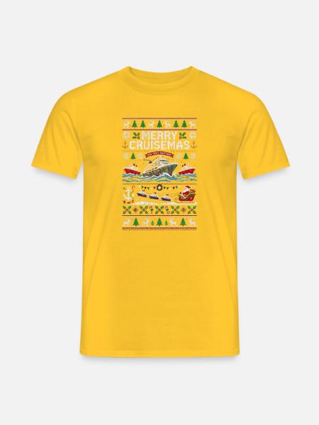 Fröhliche Kreuzfahrten! Lustiger Weihnachtspullove - Männer T-Shirt - Gelb