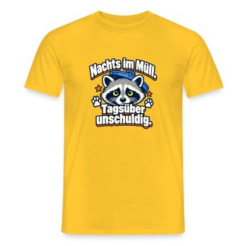 Lustiger Waschbär Trash Panda Nachtaktiv - Männer T-Shirt - Gelb - Vorne - AI Model Male 178 dark (178cm)