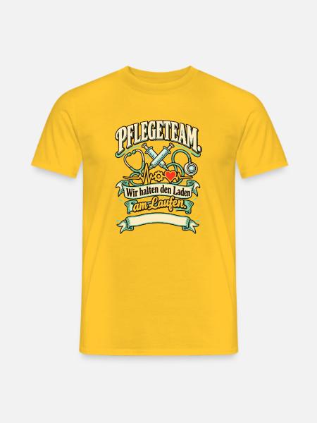 Pflegeteam Wir halten den Laden - Männer T-Shirt - Gelb
