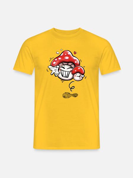 Pilze im Glück - Männer T-Shirt - Gelb