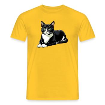 Tuxedo-Katzen-Legen - Männer T-Shirt - Gelb - Vorne - AI Model Male 178 dark (178cm)